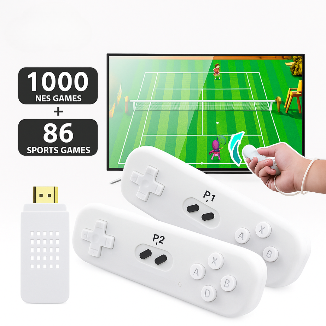 Retro Game Console with Motion Controllers – 1086 Built-in Games