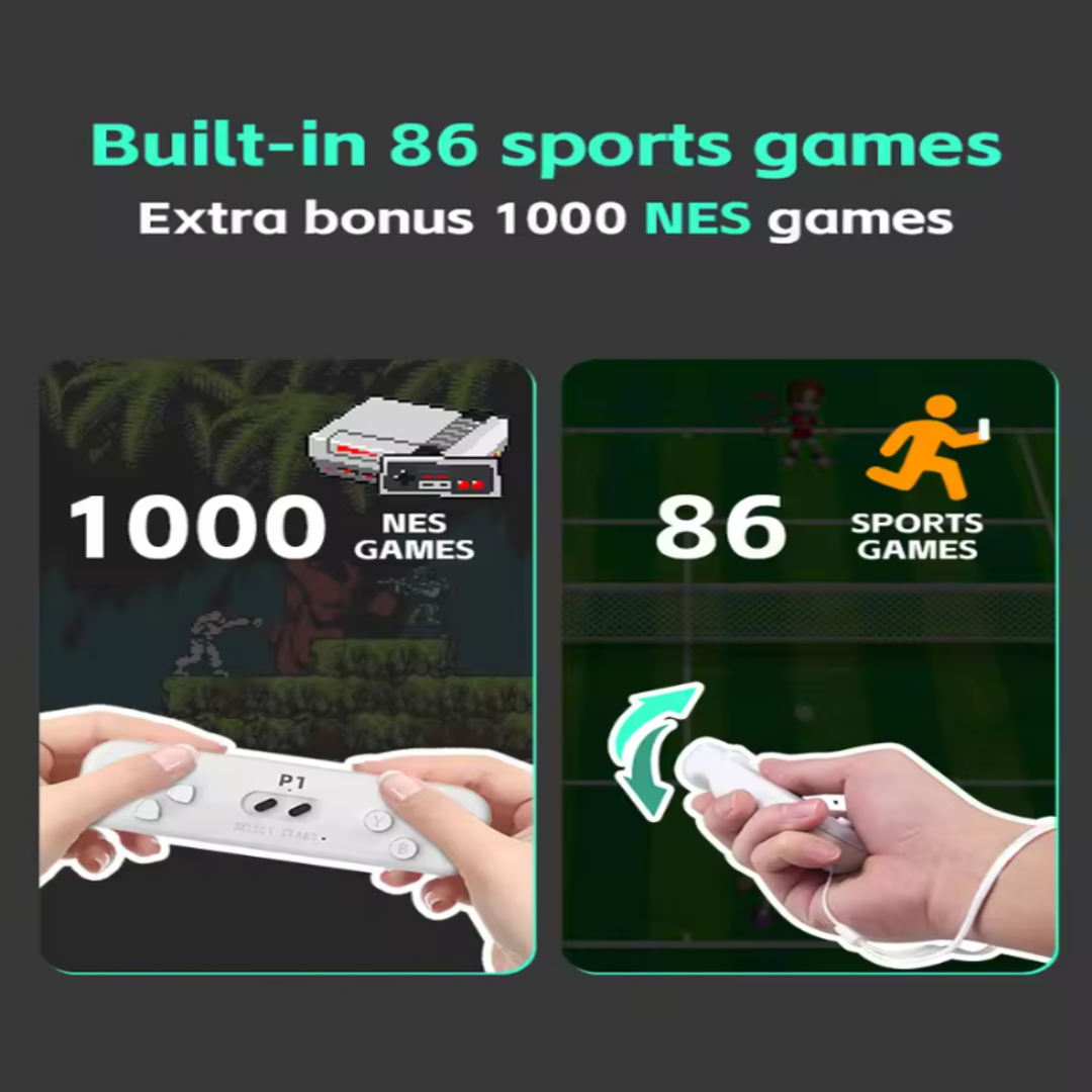 Retro Game Console with Motion Controllers – 1086 Built-in Games